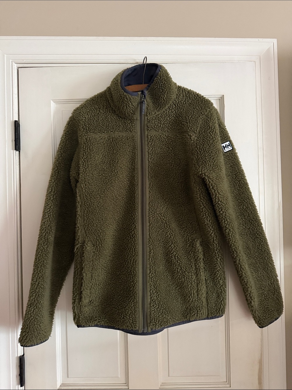 Men’s Helly Hansen Olive Green Sherpa Full-Zip Jacket,size - M